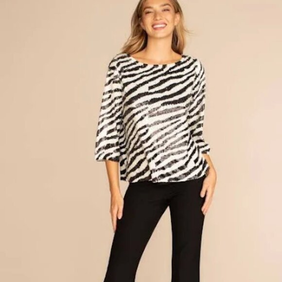 Trina Turk Manellie Sequin Stripe Print Top | Size XS - Picture 11 of 11